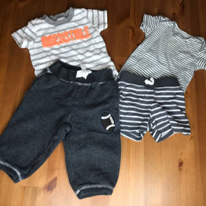 CARTER'S Four Piece Striped Gray Bundle, size 6 months